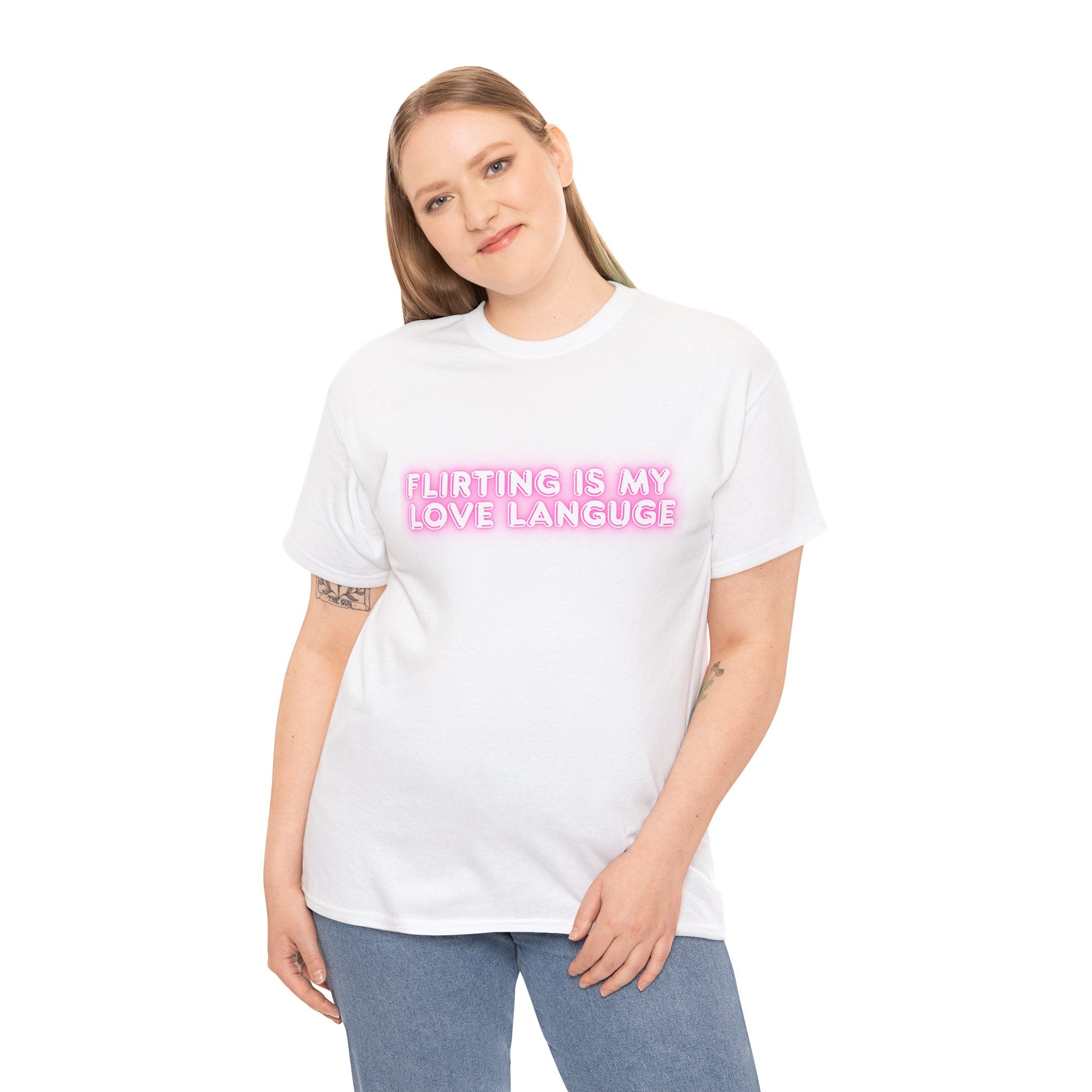 Flirting Is My Love Language Tee | Valentine's, Pink Neon Graphic T-Shirt